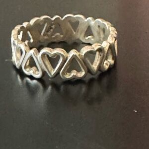 Vintage Sterling Silver Open Heart Eternity Ring